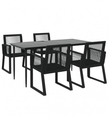 vidaXL 5 Piece Garden Dining Set Black PVC Rattan