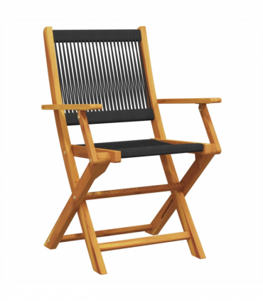 vidaXL 5 Piece Garden Dining Set Black Polypropylene and Solid Wood