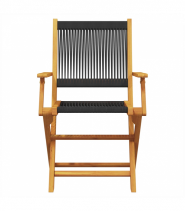 vidaXL 5 Piece Garden Dining Set Black Polypropylene and Solid Wood