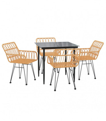 vidaXL 5 Piece Garden Dining Set Poly Rattan