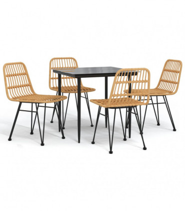 vidaXL 5 Piece Garden Dining Set Poly Rattan