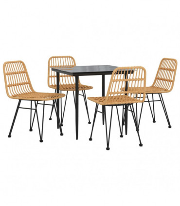 vidaXL 5 Piece Garden Dining Set Poly Rattan