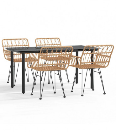 vidaXL 5 Piece Garden Dining Set Poly Rattan