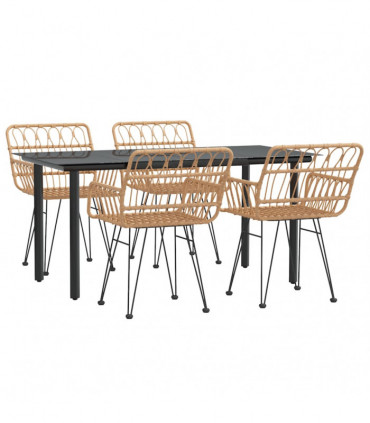 vidaXL 5 Piece Garden Dining Set Poly Rattan