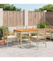 vidaXL 5 Piece Garden Dining Set with Cushions Beige Poly Rattan