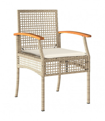 vidaXL 5 Piece Garden Dining Set with Cushions Beige Poly Rattan