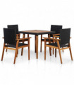 vidaXL 5 Piece Outdoor Dining Set Poly Rattan Black and Brown
