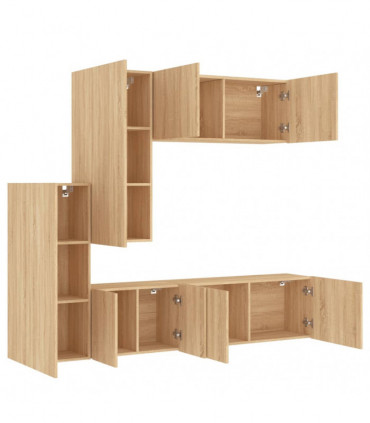 vidaXL 5 Piece TV Wall Units Sonoma Oak Engineered Wood
