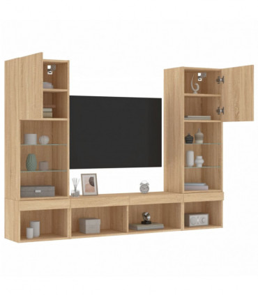 vidaXL 5 Piece TV Wall Units with LED Sonoma Oak Engineered Wood
