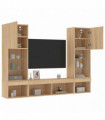 vidaXL 5 Piece TV Wall Units with LED Sonoma Oak Engineered Wood