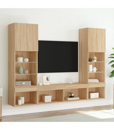 vidaXL 5 Piece TV Wall Units with LED Sonoma Oak Engineered Wood