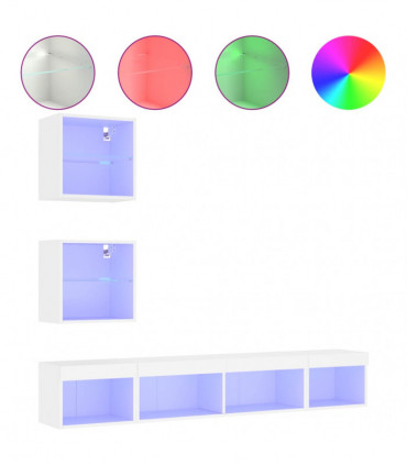 vidaXL 5 Piece TV Wall Units with LED White Engineered Wood