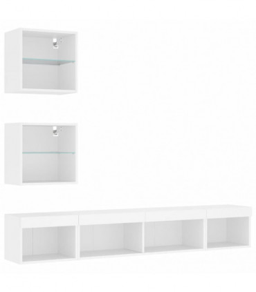 vidaXL 5 Piece TV Wall Units with LED White Engineered Wood