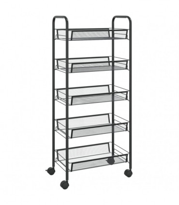 vidaXL 5-Tier Kitchen Trolley Black 46x26x105 cm Iron