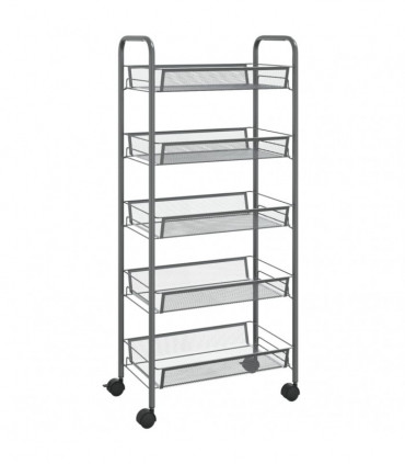 vidaXL 5-Tier Kitchen Trolley Grey 46x26x105 cm Iron