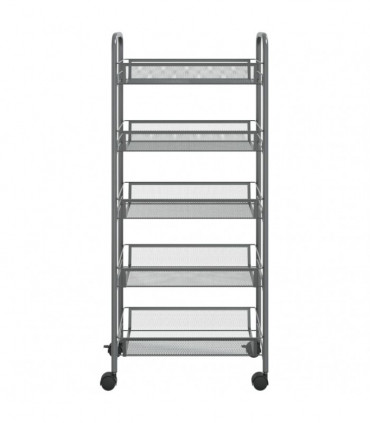 vidaXL 5-Tier Kitchen Trolley Grey 46x26x105 cm Iron