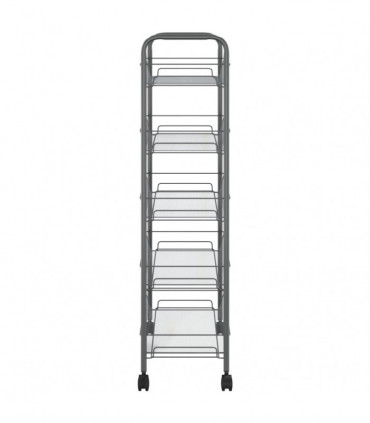 vidaXL 5-Tier Kitchen Trolley Grey 46x26x105 cm Iron