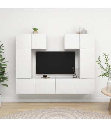 vidaXL 6 Piece TV Cabinet Set White Engineered Wood