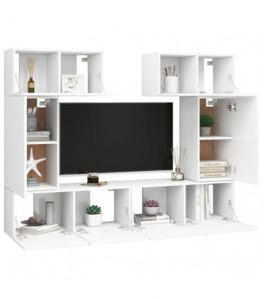 vidaXL 6 Piece TV Cabinet Set White Engineered Wood