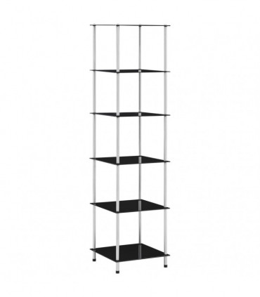 vidaXL 6-Tier Shelf Black 40x40x160 cm Tempered Glass