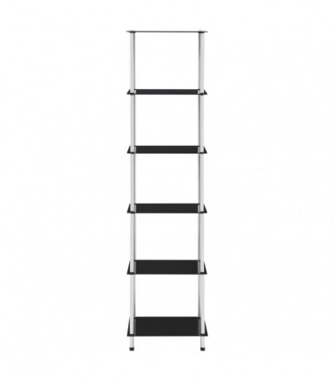 vidaXL 6-Tier Shelf Black 40x40x160 cm Tempered Glass