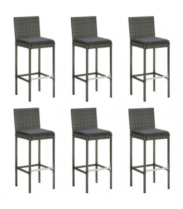 vidaXL 7 Piece Garden Bar Set with Cushions Poly Rattan Grey