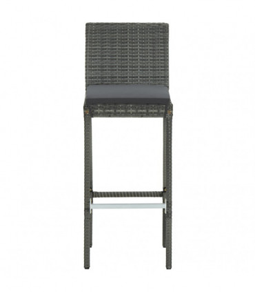 vidaXL 7 Piece Garden Bar Set with Cushions Poly Rattan Grey