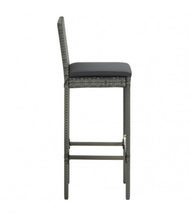 vidaXL 7 Piece Garden Bar Set with Cushions Poly Rattan Grey
