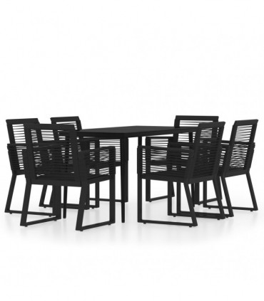 vidaXL 7 Piece Garden Dining Set Black