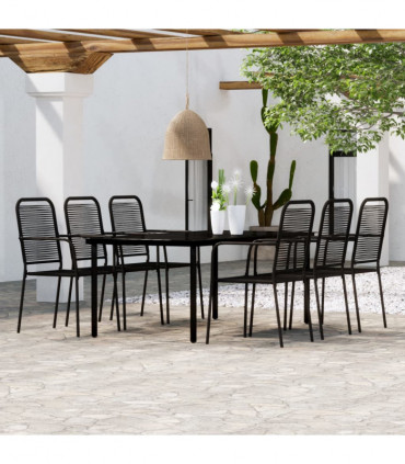 vidaXL 7 Piece Garden Dining Set Black