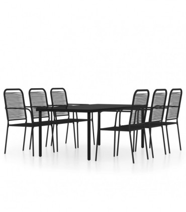 vidaXL 7 Piece Garden Dining Set Black
