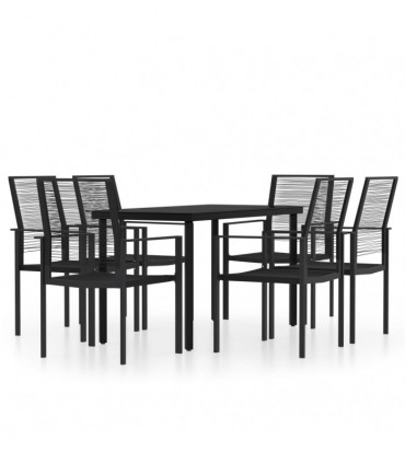vidaXL 7 Piece Garden Dining Set Black