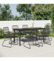 vidaXL 7 Piece Garden Dining Set Black PVC Rattan