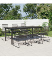 vidaXL 7 Piece Garden Dining Set Black PVC Rattan