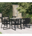 vidaXL 7 Piece Garden Dining Set Black PVC Rattan