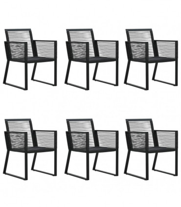 vidaXL 7 Piece Garden Dining Set Black PVC Rattan