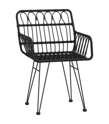 vidaXL 7 Piece Garden Dining Set Black Poly Rattan