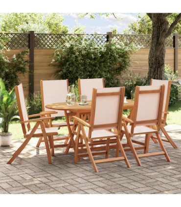 vidaXL 7 Piece Garden Dining Set Solid Wood Acacia and Textilene