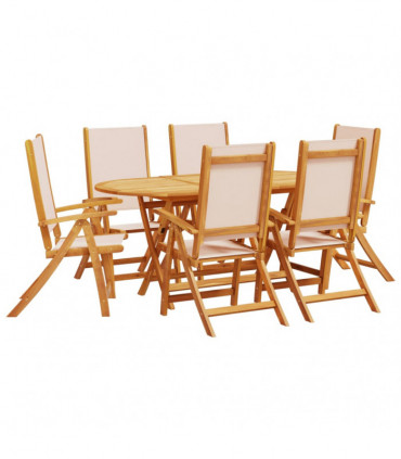vidaXL 7 Piece Garden Dining Set Solid Wood Acacia and Textilene