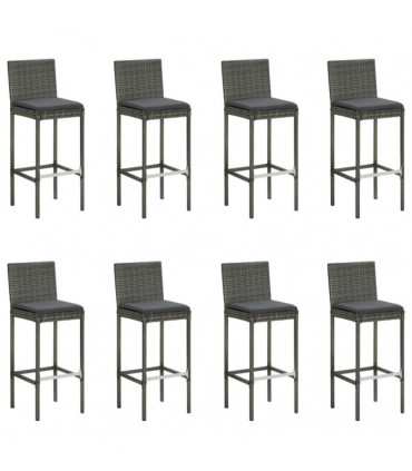 vidaXL 9 Piece Garden Bar Set with Cushions Poly Rattan Grey