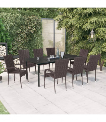 vidaXL 9 Piece Garden Dining Set Brown and Black
