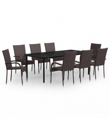 vidaXL 9 Piece Garden Dining Set Brown and Black