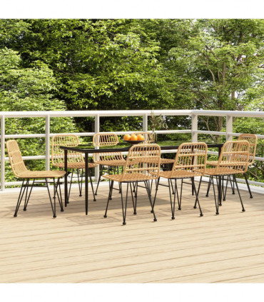 vidaXL 9 Piece Garden Dining Set Poly Rattan