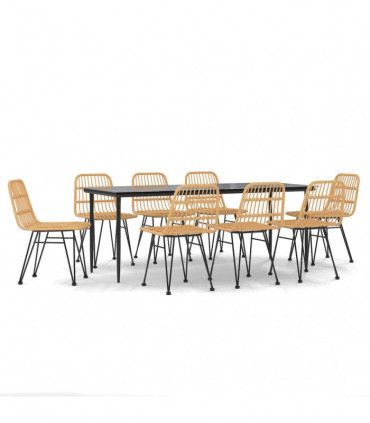 vidaXL 9 Piece Garden Dining Set Poly Rattan