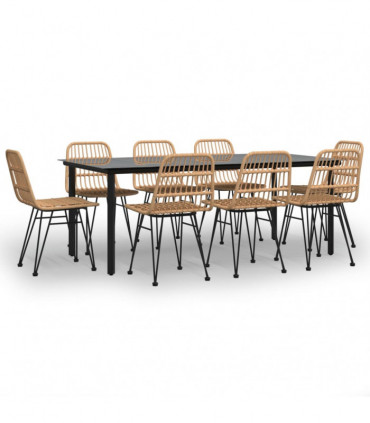 vidaXL 9 Piece Garden Dining Set Poly Rattan