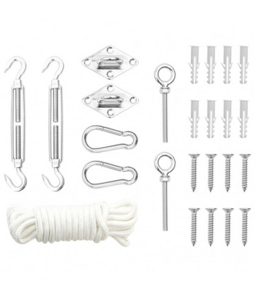 vidaXL 9 Piece Sunshade Sail Accessory Set Stainless Steel
