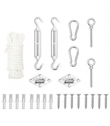 vidaXL 9 Piece Sunshade Sail Accessory Set Stainless Steel