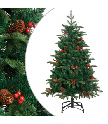 vidaXL Artificial Hinged Christmas Tree with Cones and Berries 150 cm
