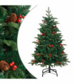 vidaXL Artificial Hinged Christmas Tree with Cones and Berries 150 cm
