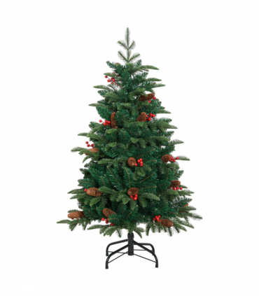 vidaXL Artificial Hinged Christmas Tree with Cones and Berries 150 cm